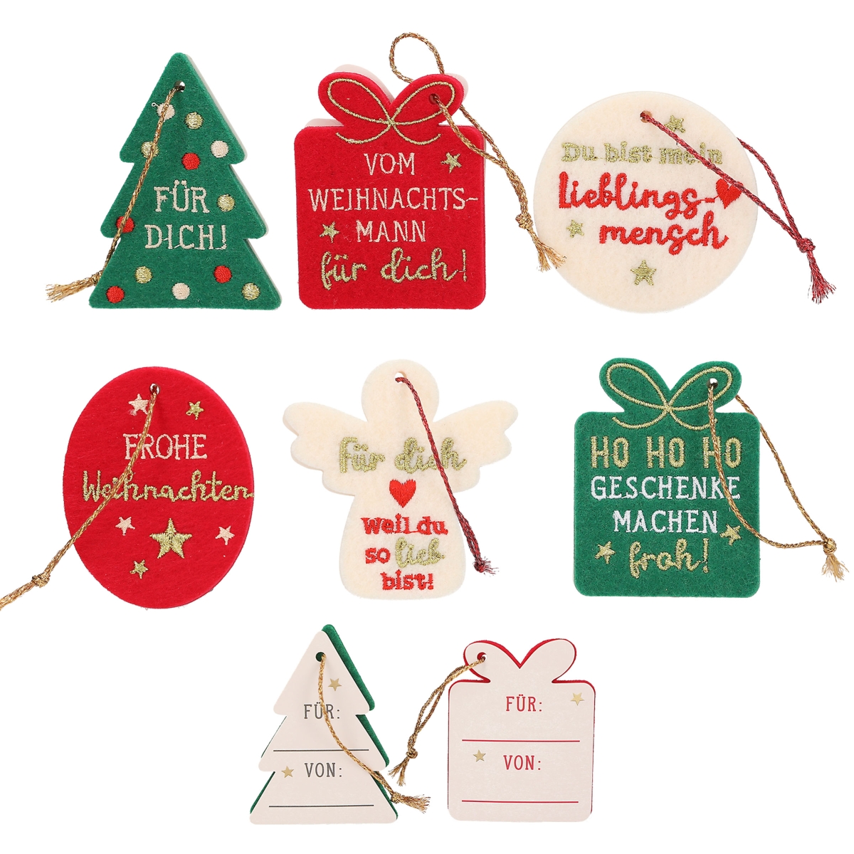 Weihnachtliche Geschenkanhänger aus Filz