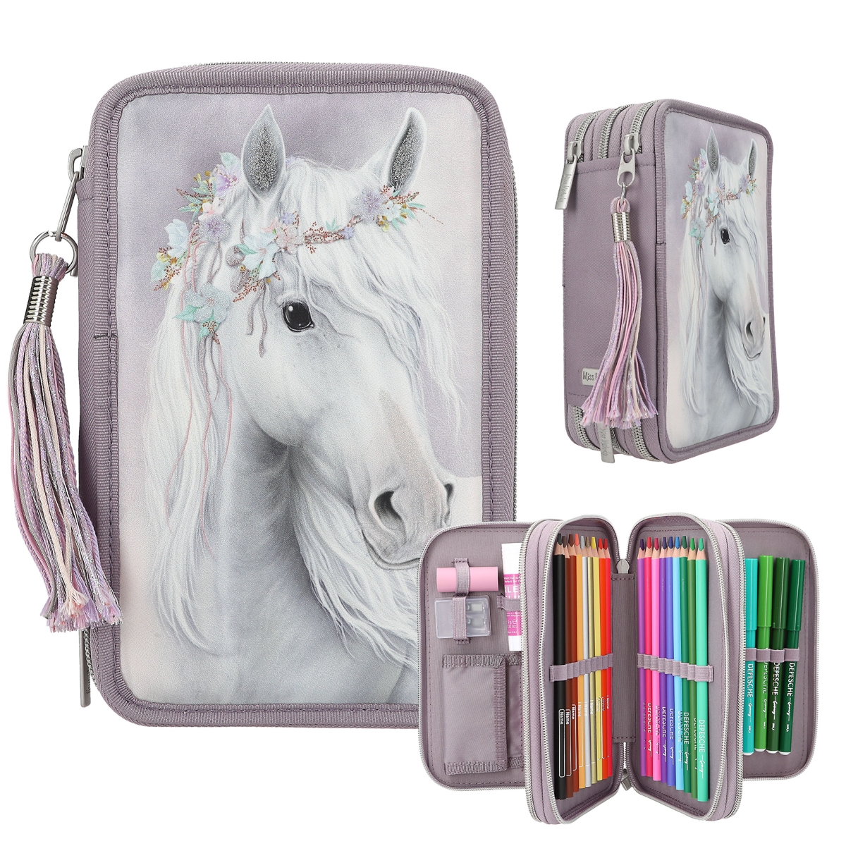 Depesche - Miss Melody Triple Pencil Case FANTASY HORSES