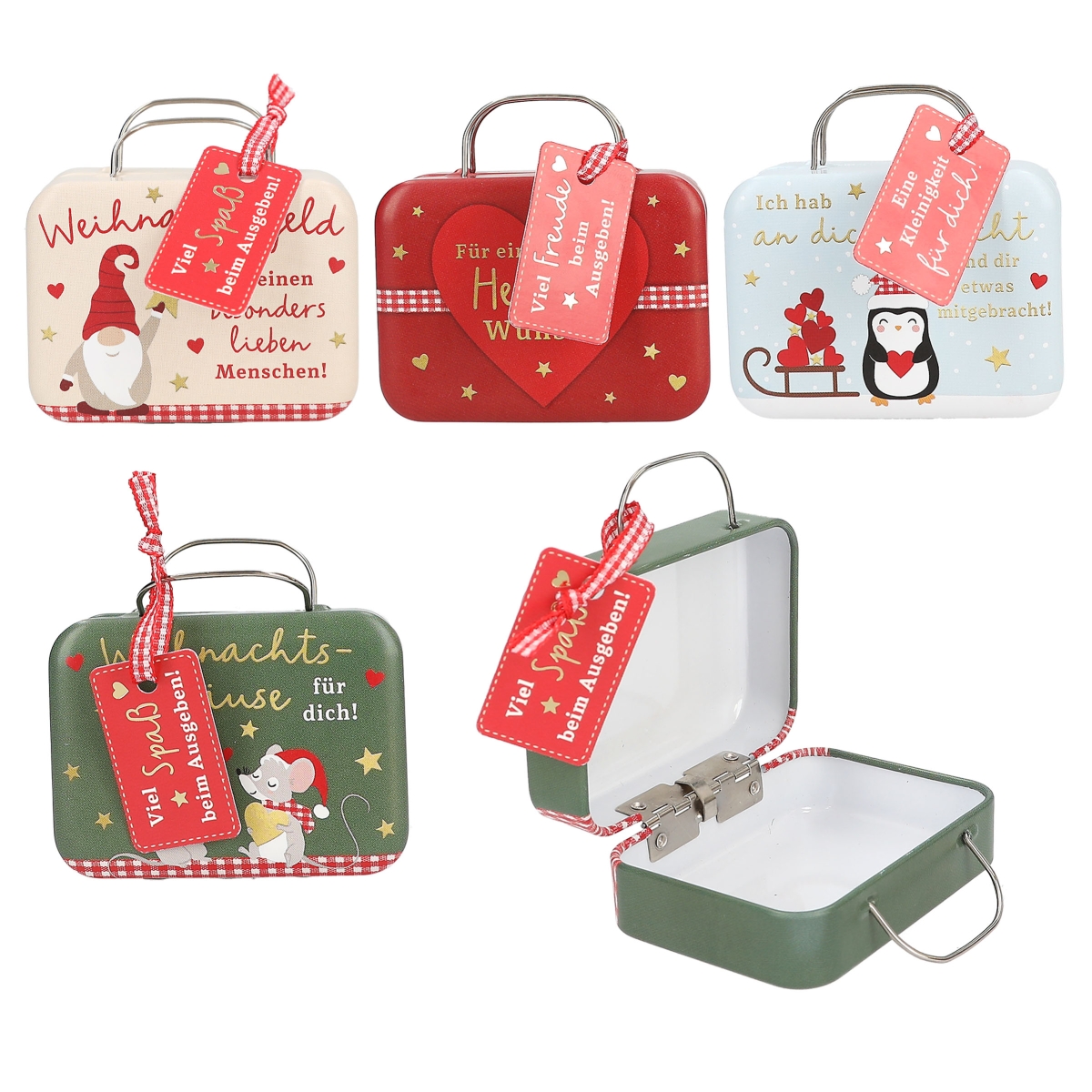 Weihnachtliche Geldkoffer im Display