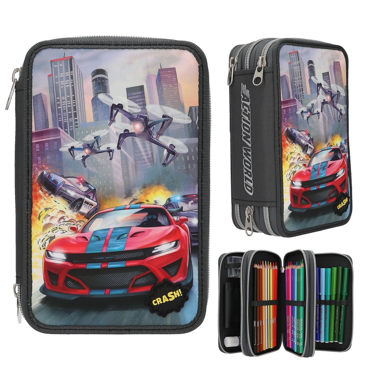 Action World Trousse 3 niveaux avec LED