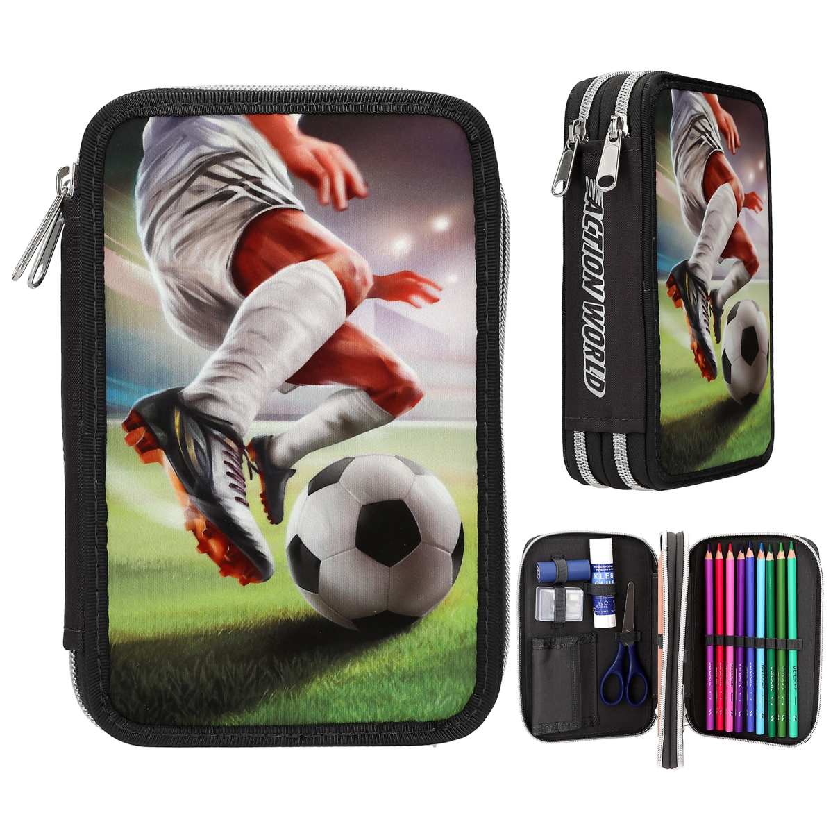 Action Word Double Pencil Case Football
