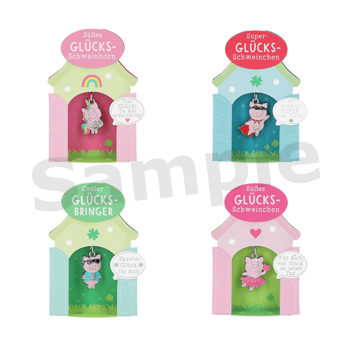 Glücksschwein Charms im Display