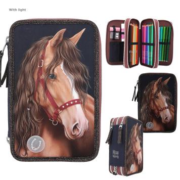 Miss Melody Triple Pencil Case  LED GLITTER HORSE