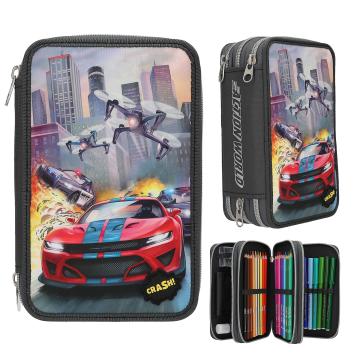 Action World Triple Pencil Case With LED Drone
