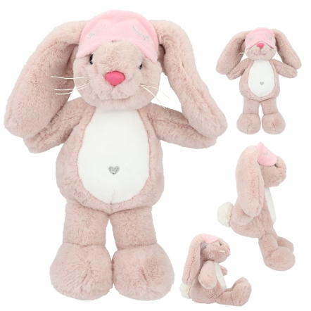 PM knuffel konijn Nelly roze met slaapmasker, 21 cm