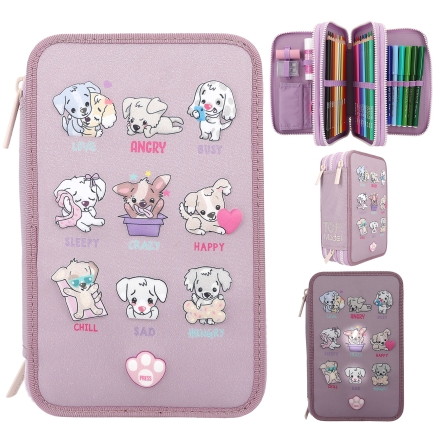 TOPModel 3 Fach Federtasche LED Hunde Stimmungsbarometer