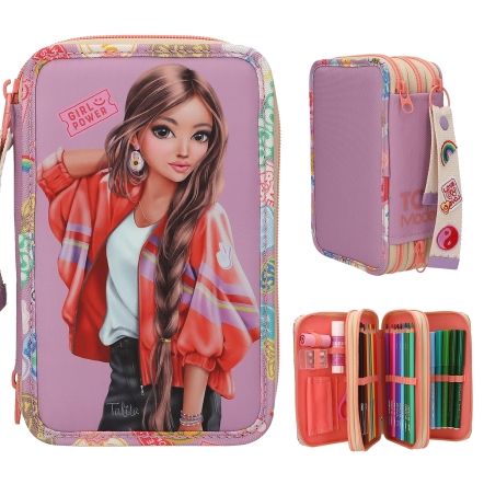 TOPModel 3 Fach Federtasche mit Anhänger GIRL POWER