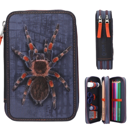 Adventure World 2 Fach Federtasche mit Spinne