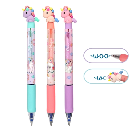 Ylvi penna gel cancellabile con topper di unicorno