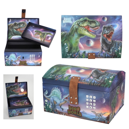 Dino World schatkist met code, geluid & licht