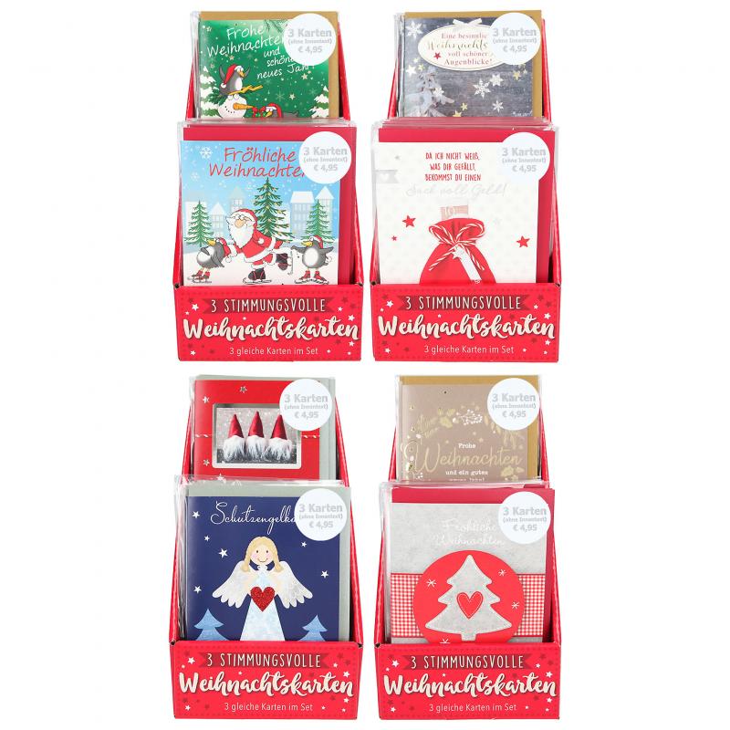 Weihnachtliche Kartensets im Display
