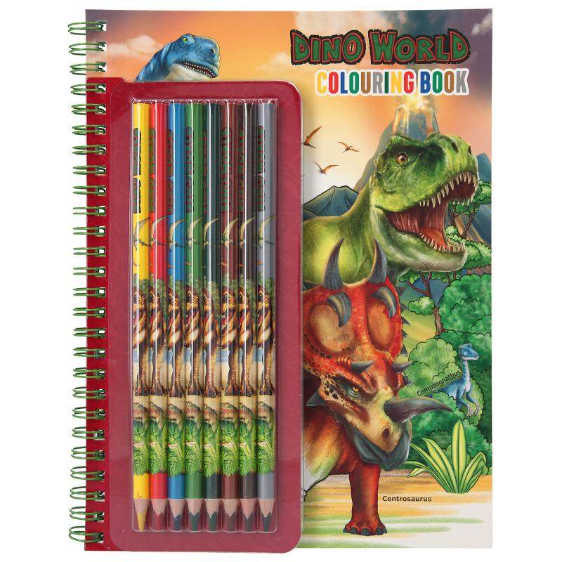 Dino World kleurboek met kleurpotloden