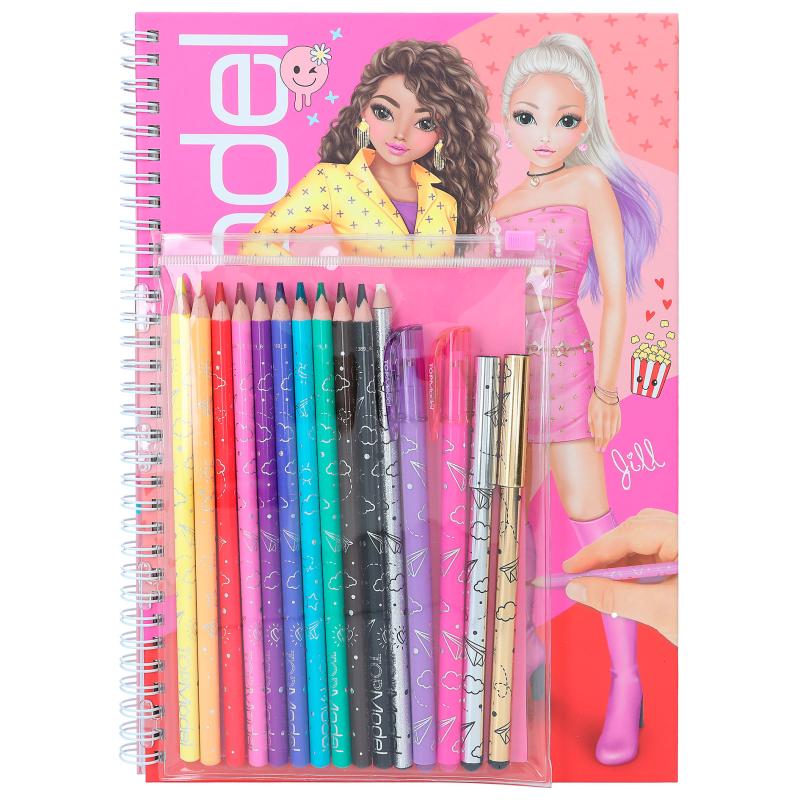 Album coloriage et création TOP Model modèle Candy et Lexy + set de 11  crayons de couleur et 3 stylos gel (argenté, doré, rose et vi - Cdiscount  Jeux - Jouets