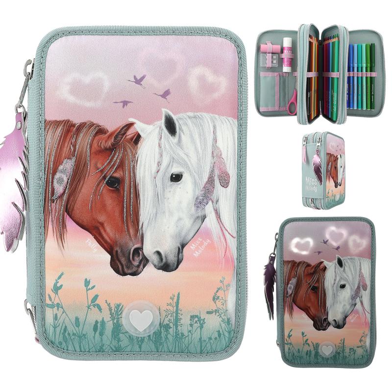 Miss Melody 3-vaks etui LED hartjes