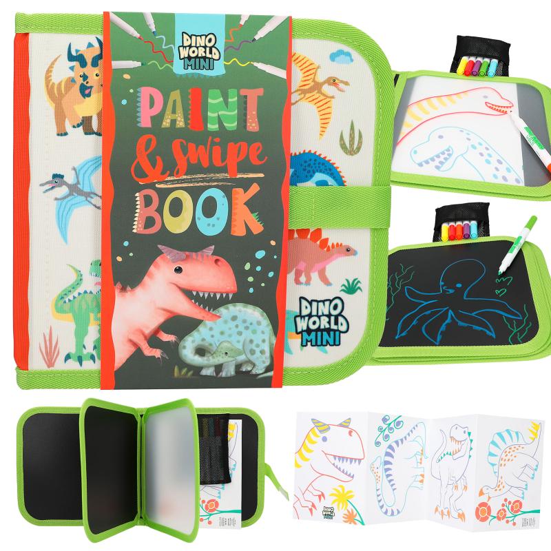 Dino World paint & swipe boek