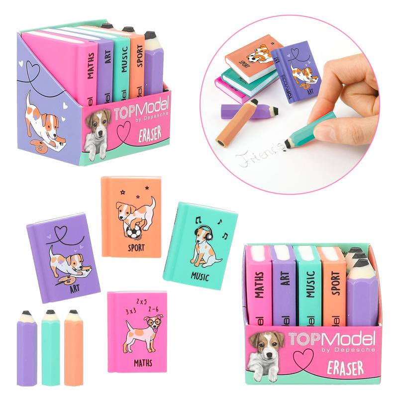 TOPModel Eraser Set Mini School Books & Pencils