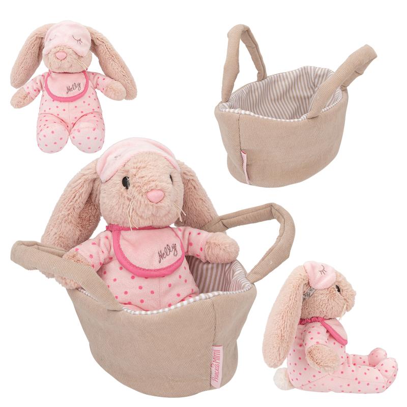 Princess Mimi Lapin en peluche Nelly dans son panier