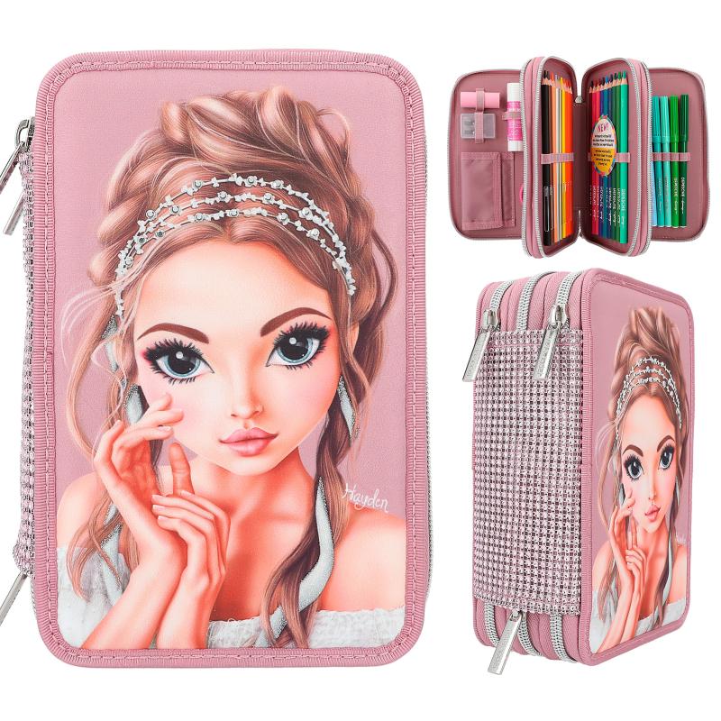 TOPModel Triple Pencil Case GLITTER QUEEN