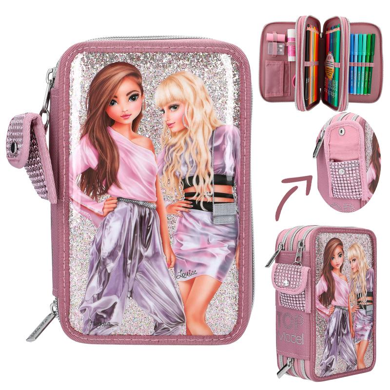 TM Trousse à crayons triple avec paillettes GLITTER QUEEN