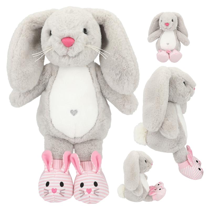 PM knuffel konijn Nelly grijs met schoenen, 21 cm