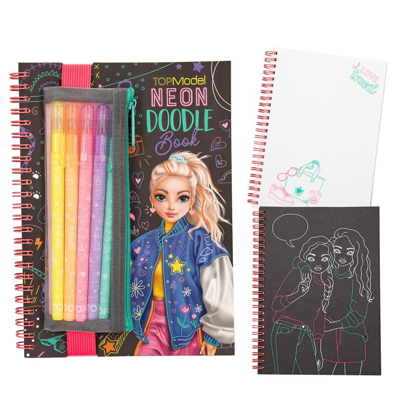 TOPModel neon Doodle kleurboek met neon stiften