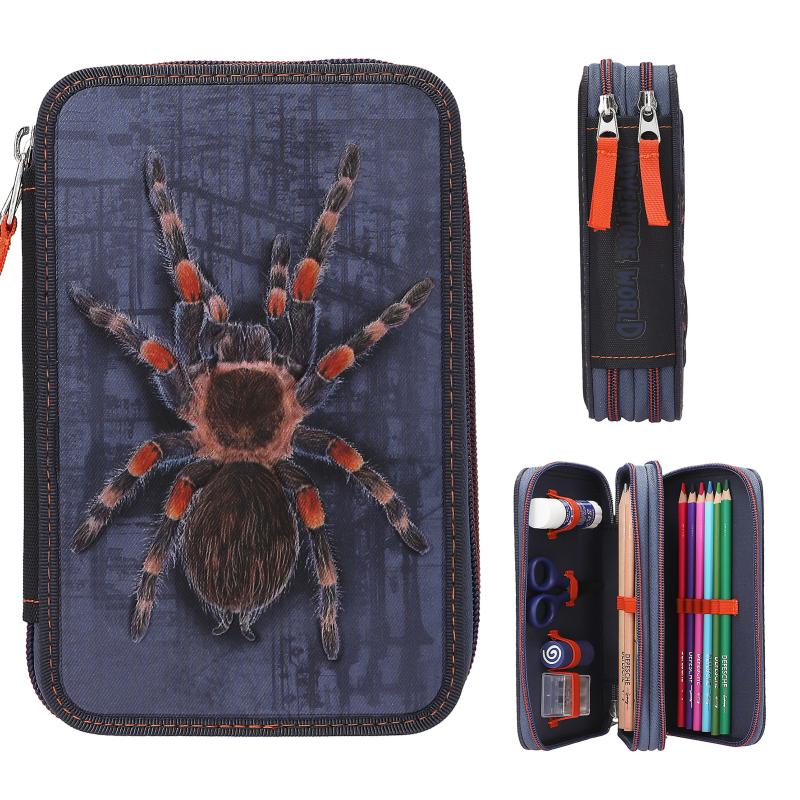 Adventure World Double Pencil Case With Spider