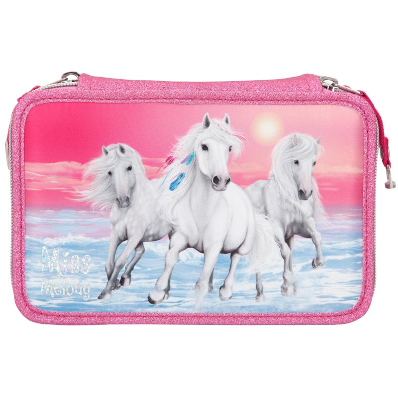 Miss Melody Triple Pencil Case Glitter Pink