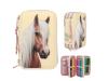 Miss Melody 3 Fach Federtasche mit Pferdekopf Applikation