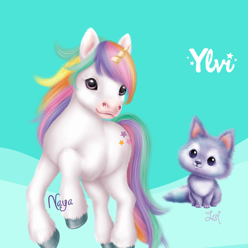 Ylvi - Einhorn Naya mit Fuchs Leif