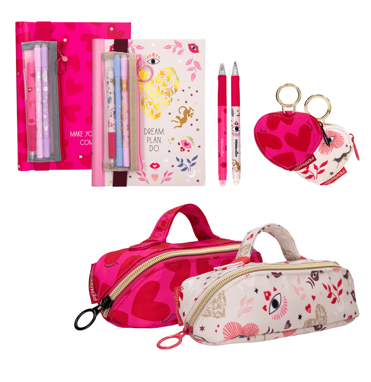 PENfection by Depesche | Notizbuch mit Schlampertasche und Stiftset, Portemonnaie und Schlampertasche