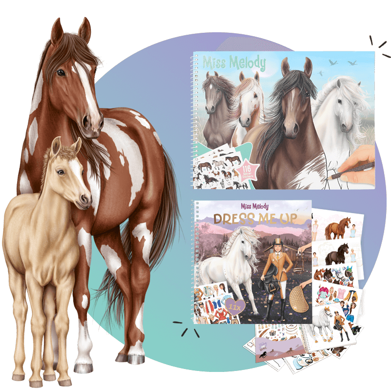 Miss Melody Dress me up Stickerbücher mit Stute und Fohlen