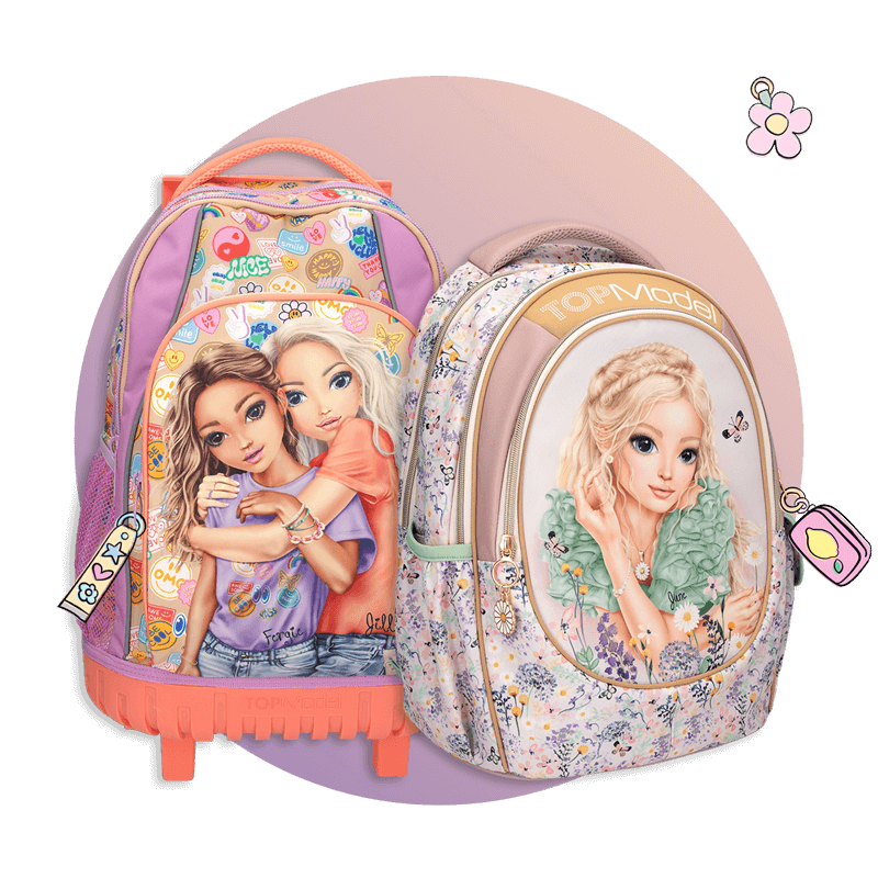 TOPModel Schulrucksack & Trolley mit Click & Style Anhängern