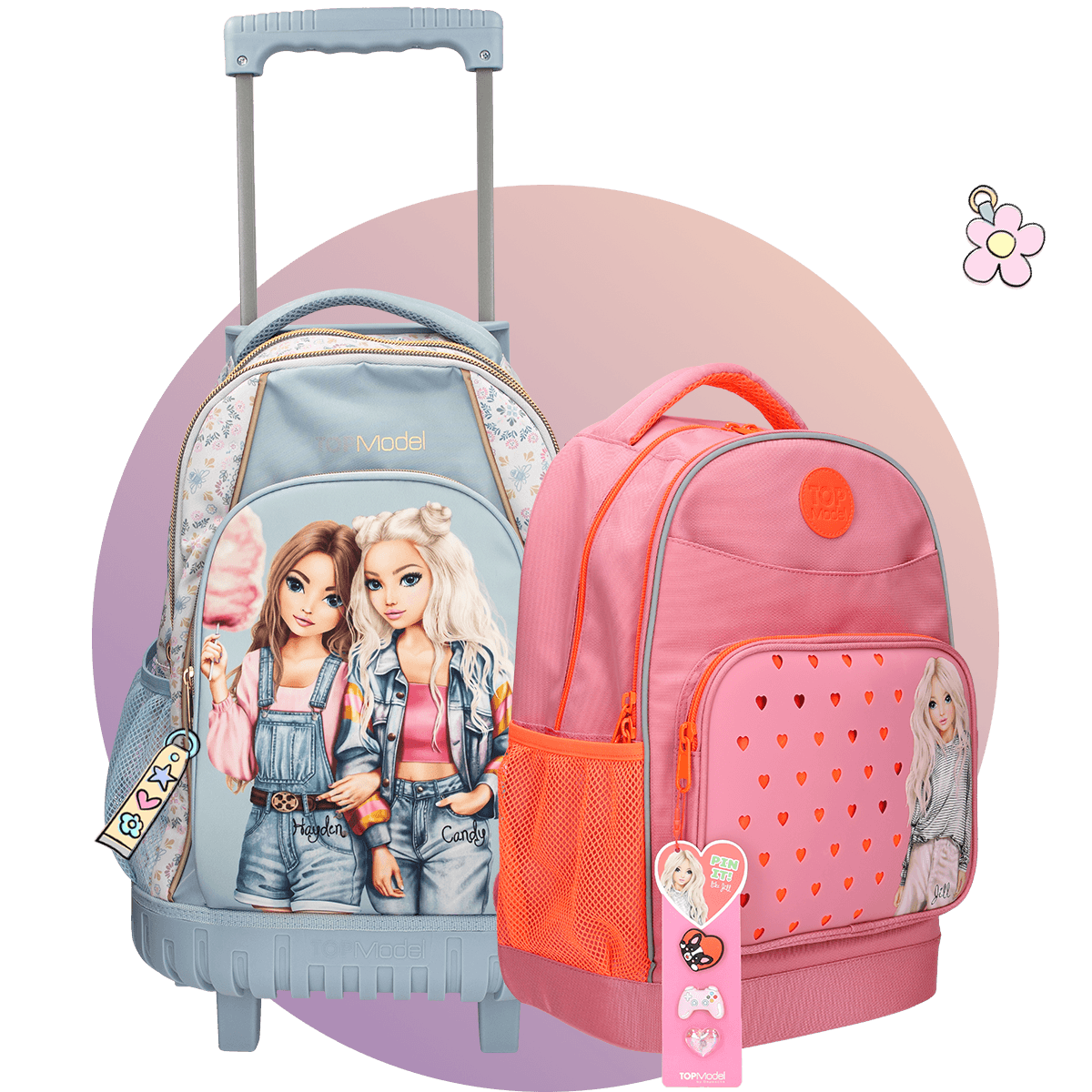 TOPModel Schulrucksack & Trolley mit Click & Style Anhängern