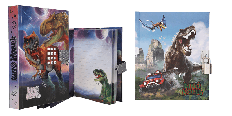 Dino World Tagebücher mit Code und Sound oder Schloss