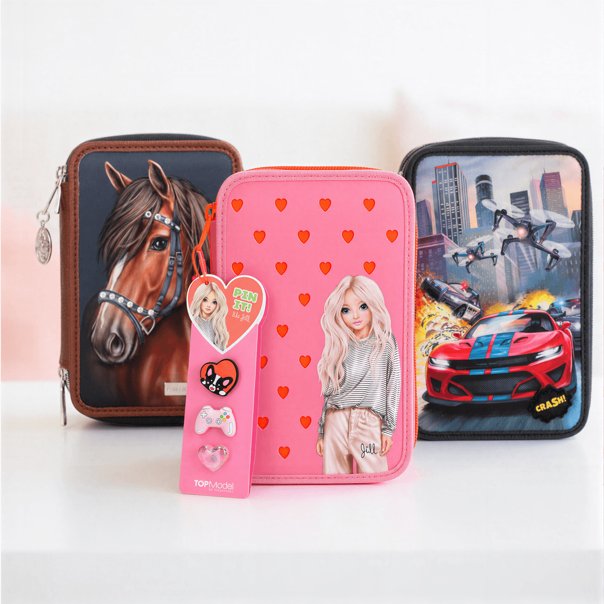 3-Fach Federtaschen von TOPModel, Miss Melody und ACTION & FUN