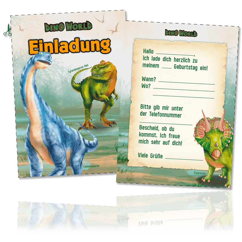 Dino World Einladungskarte für den Kindergeburtstag