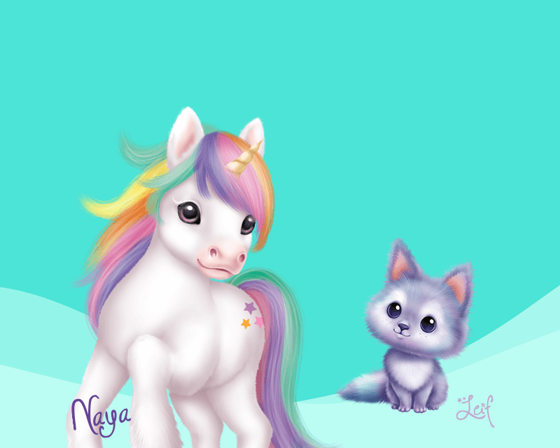 Ylvi, Einhorn Naya, Alpaka Alma und Hase Flex