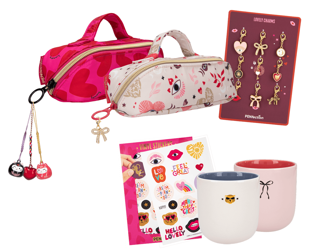 PENfection by Depesche | Mit Klangkugeln und Anhängern personaliserte Schlampertaschen