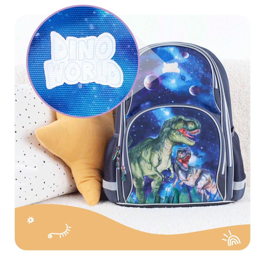 Dino World Schulrucksack mit Reflektoren