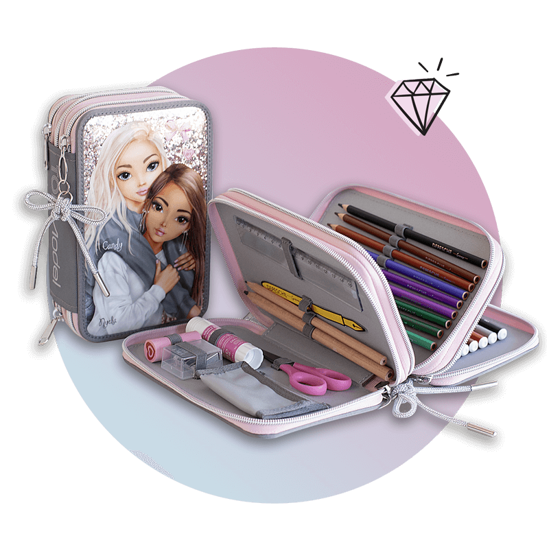 TOPModel 3-Fach Federtasche in Glitter