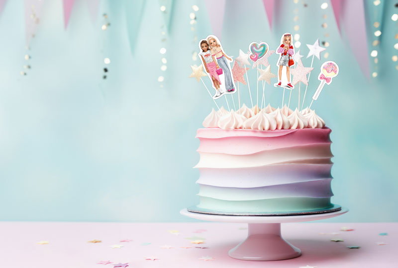 Bunte Geburtstagstorte mit TOPModel Torten-Topper