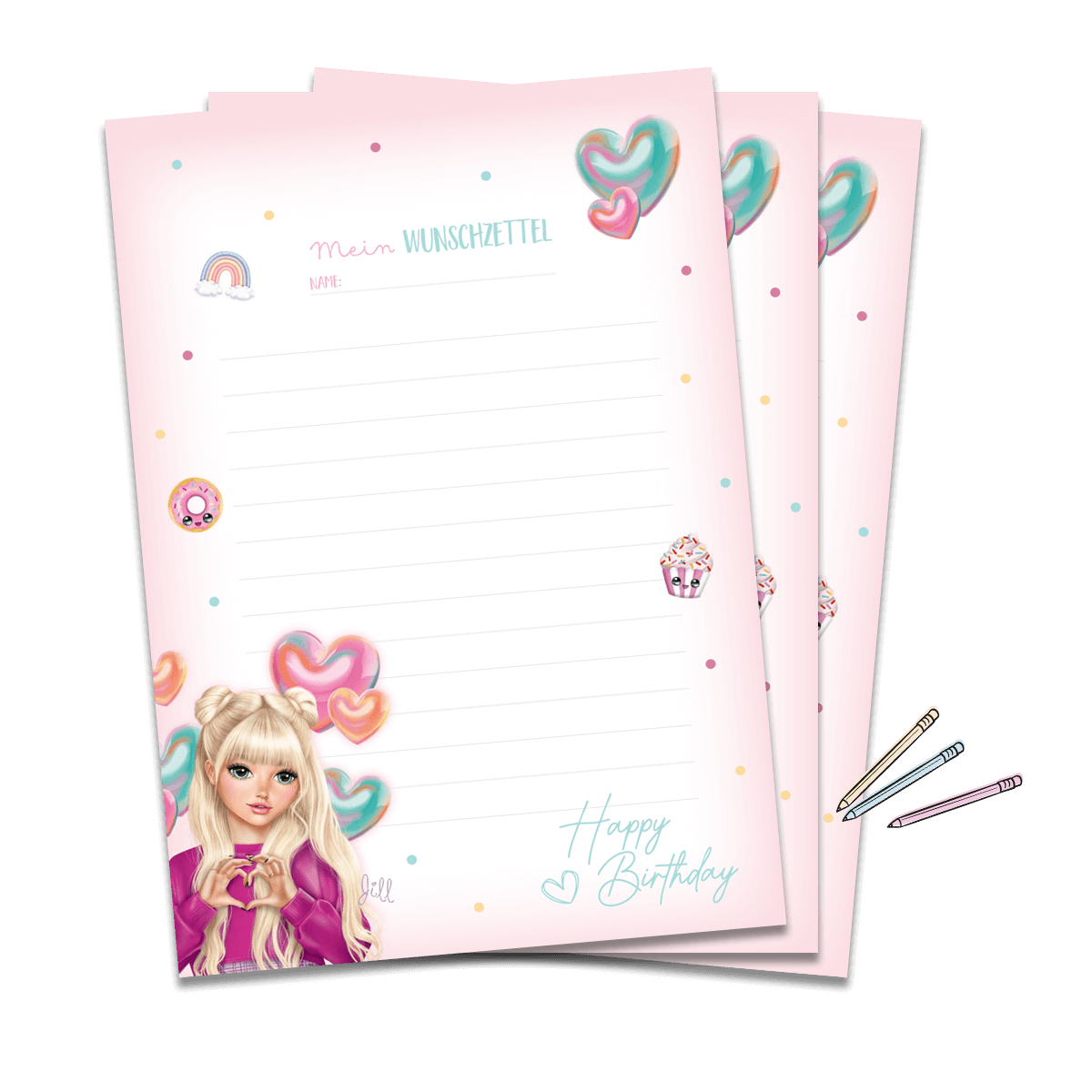 TOPModel Wunschzettel für Kindergeburtstage mit Luftballons