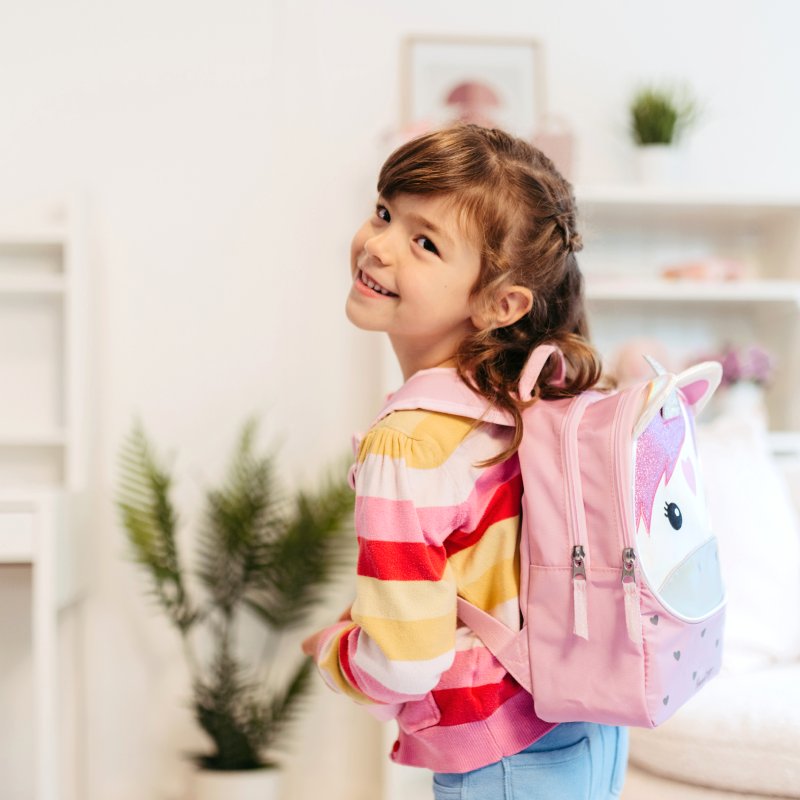 Girl with Princess Mimi Kindergarten Backpack