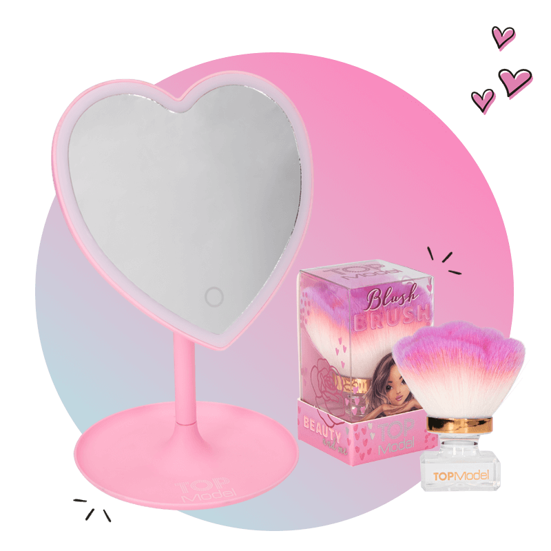 TOPModel Beauty and Me Spiegel mit Licht und blumenförmigen Blush Brush Pinsel für Kinder