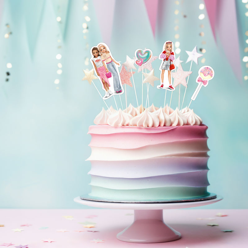 Bunte Geburtstagstorte mit TOPModel Torten-Topper