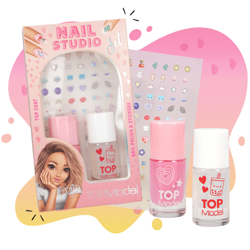TOPModel Nagelstudio-Set mit Nagellack, Top Coat & Nail Sticker