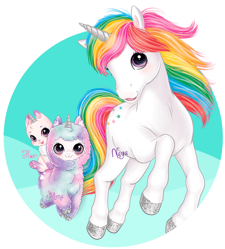 Ylvi mit Einhorn Nala, Alma und Flex