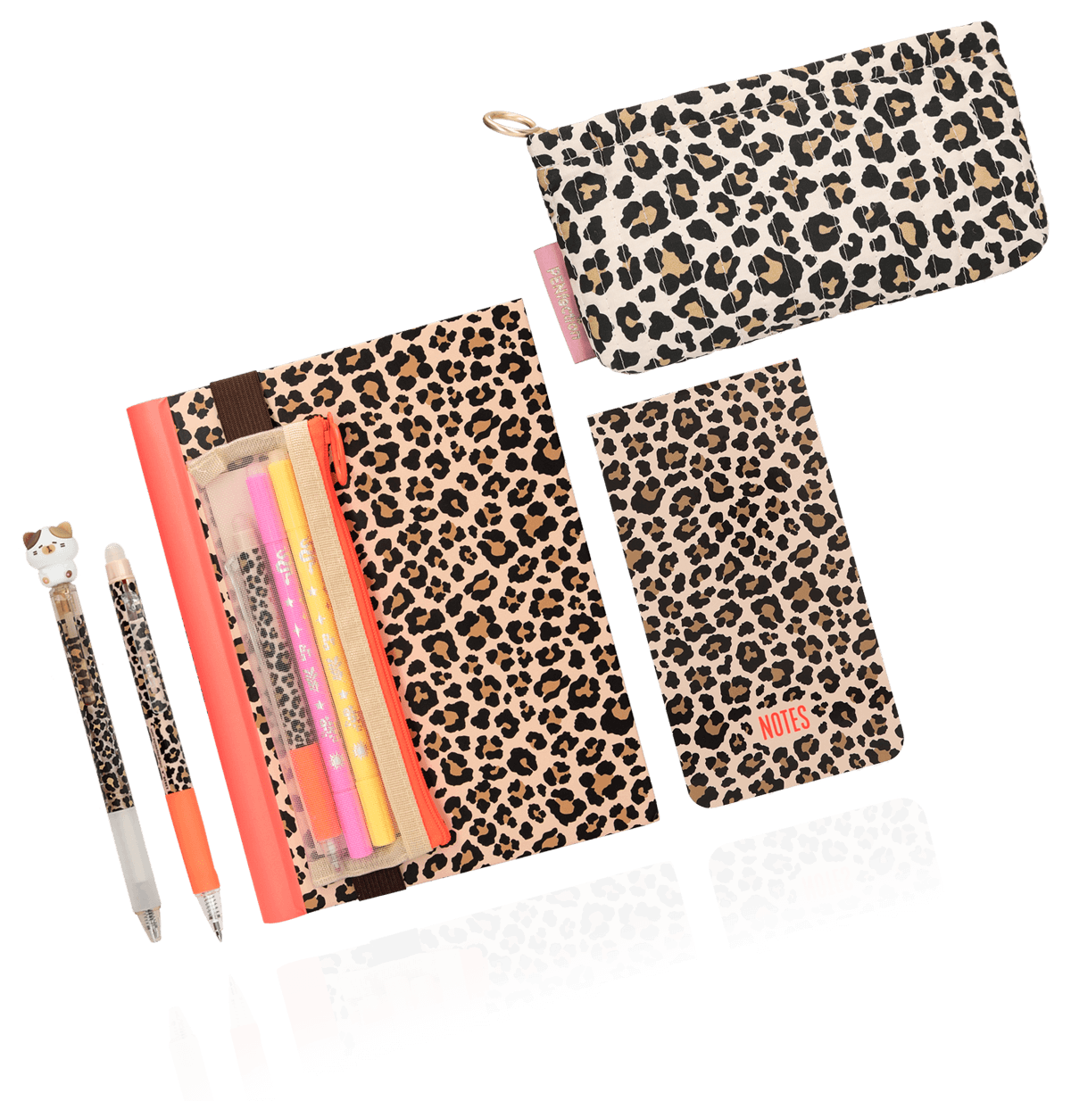 PEnfection Notizbuch, Notizblock, Schlampertasche und radierbare Leo-Stifte
