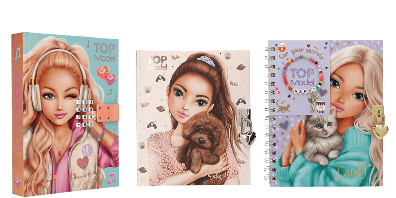 TOPModel Tagebücher mit Code und Sound, Schloss und DIY Armband
