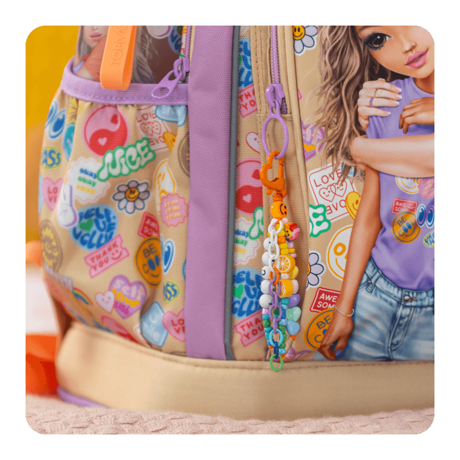 TOPModel Schulrucksack GIRL POWER mit Federtasche und Click & Style Anhänger